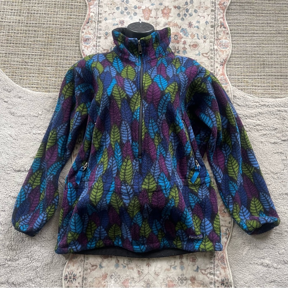 Patagonia 90’s Rare Leaf Pattern Fleece Half Zip Synchilla - Picture 7 of 9